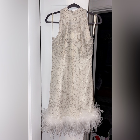 Custom Ostrich Feather Fully Beaded Dress - Picture 3 of 7